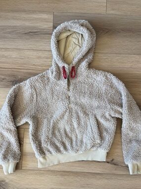 Lululemon Plush Beige Sherpa Hoodie with Drawstring Accents